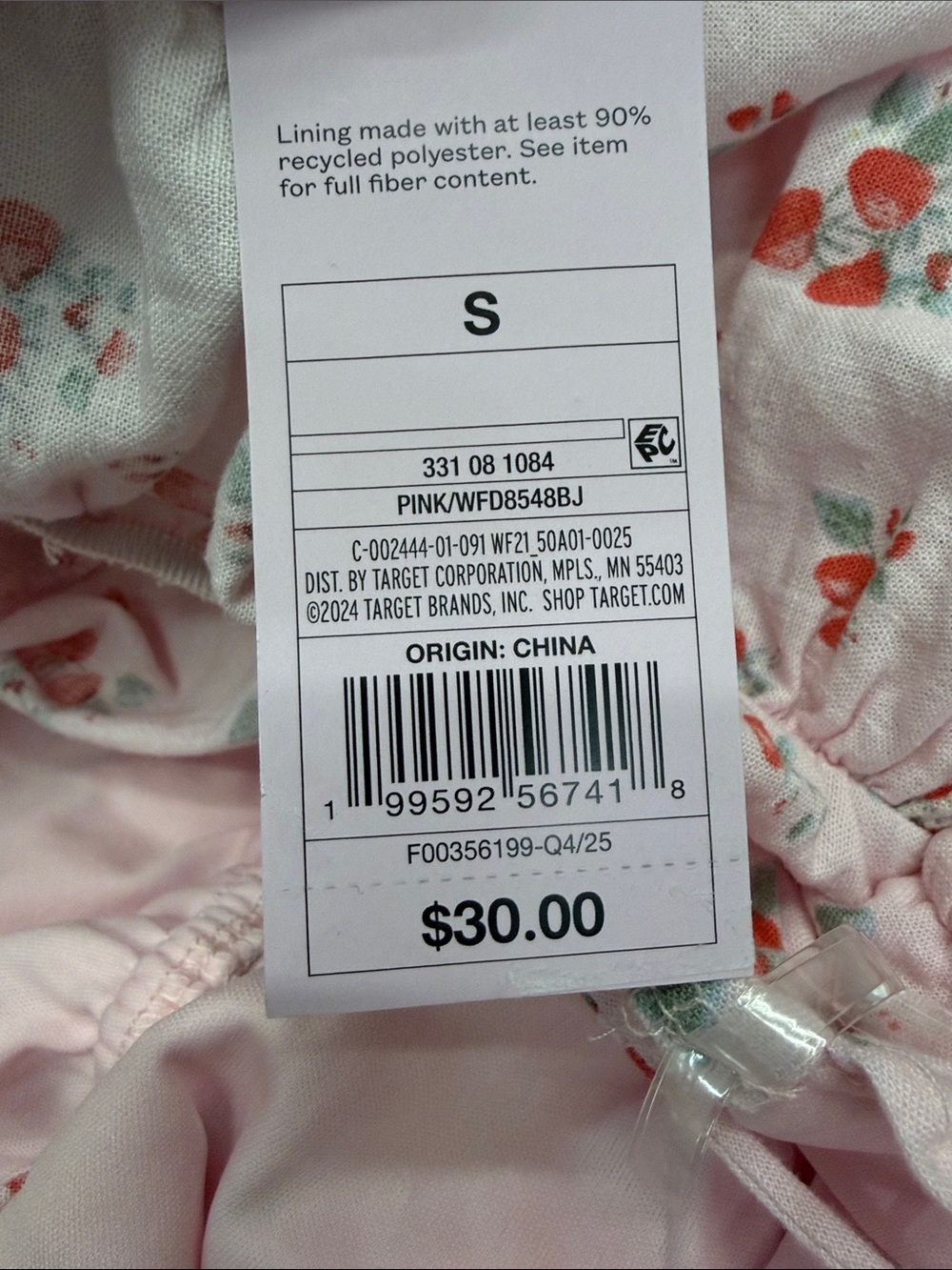 Wild Fable SMALL Pink Strawberry Floral Ruffle Tie-Front Mini Dress - Picture 3 of 3